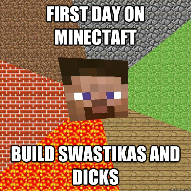 first day on minectaft build swastikas and dicks  Minecraft