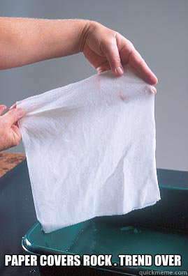 Paper covers rock . trend over   
