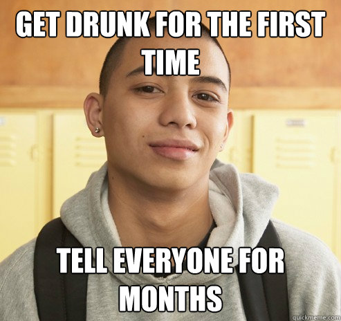 get drunk for the first time tell everyone for months  High School Freshman