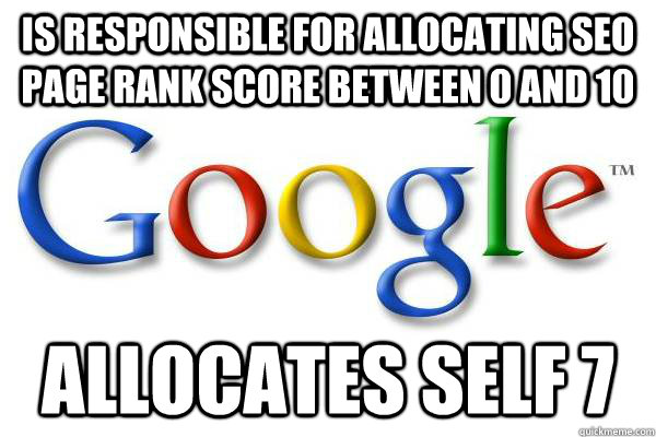 is responsible for allocating SEO page rank score between 0 and 10 allocates self 7  Good Guy Google