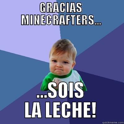 GRACIAS MINECRAFTERS... ...SOIS LA LECHE! Success Kid