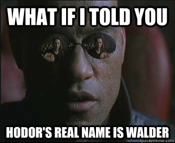 What if I told you Hodor's real name is walder - What if I told you Hodor's real name is walder  Morpheus SC