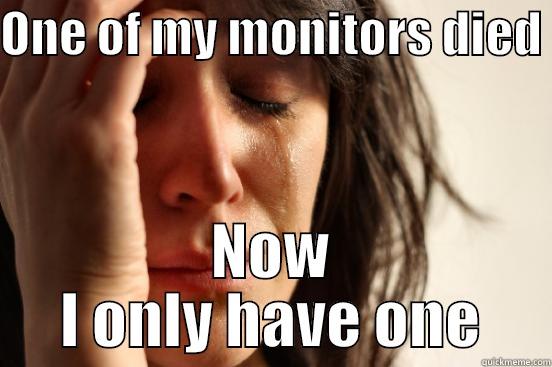 ONE OF MY MONITORS DIED  NOW I ONLY HAVE ONE First World Problems