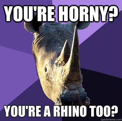 you're horny? you're a rhino too?
  Sexually Oblivious Rhino