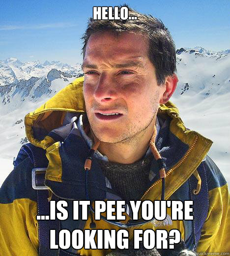 Hello... ...is it pee you're looking for?  Bear Grylls