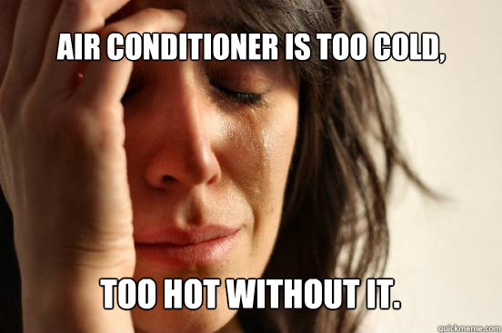 air conditioner is too cold,
 too hot without it.   First World Problems