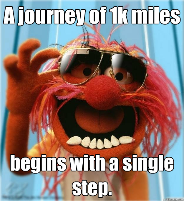 A journey of 1k miles begins with a single step.  Advice Animal