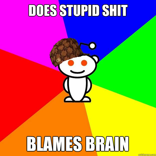 Does stupid shit blames brain  Scumbag Redditor