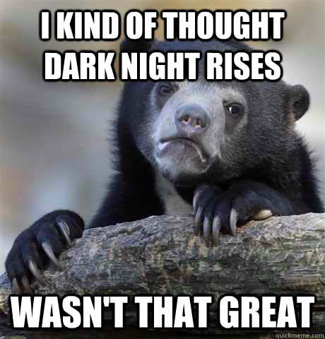 I kind of thought Dark Night Rises wasn't that great  German Bear Confession