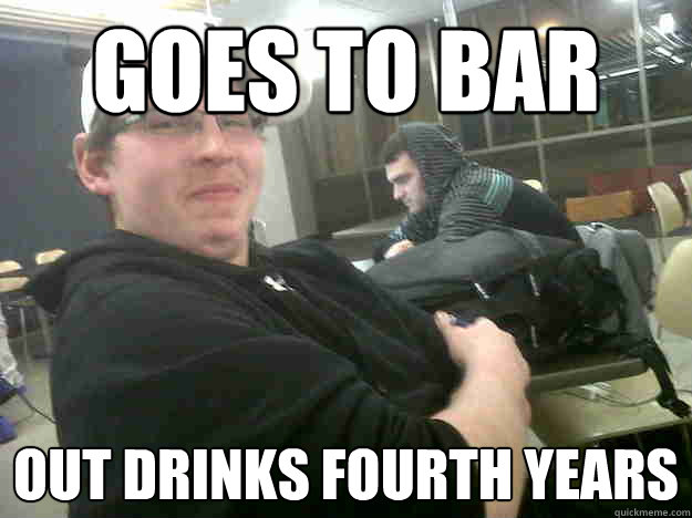 goes to bar out drinks fourth years  