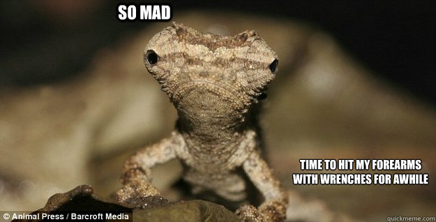 so mad  time to hit my forearms with wrenches for awhile - so mad  time to hit my forearms with wrenches for awhile  Misc