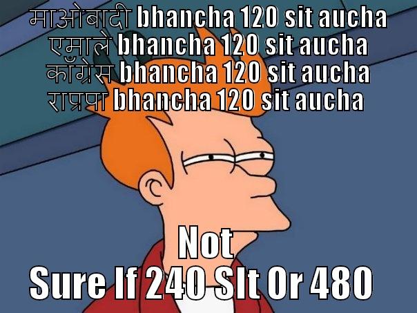       माओबादी BHANCHA 120 SIT AUCHA                एमाले BHANCHA 120 SIT AUCHA              काँग्रेस BHANCHA 120 SIT AUCHA    राप्रपा BHANCHA 120 SIT AUCHA NOT SURE IF 240 SIT OR 480  Futurama Fry