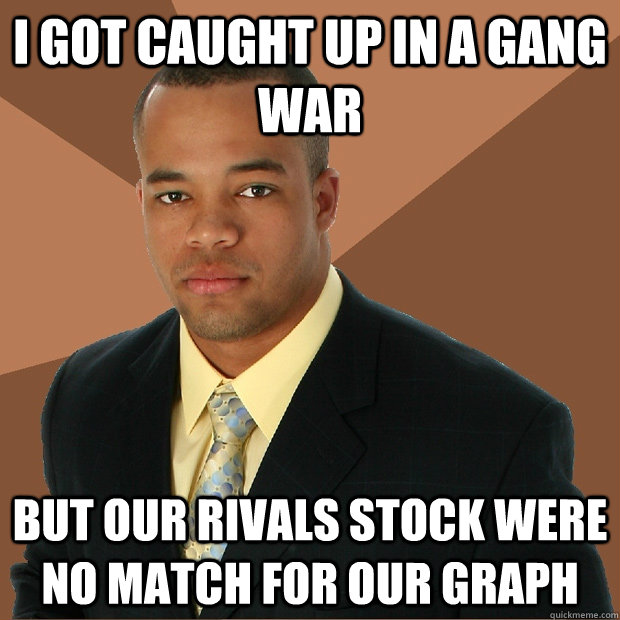 I got caught up in a gang war but our rivals stock were no match for our graph   - I got caught up in a gang war but our rivals stock were no match for our graph    Successful Black Man