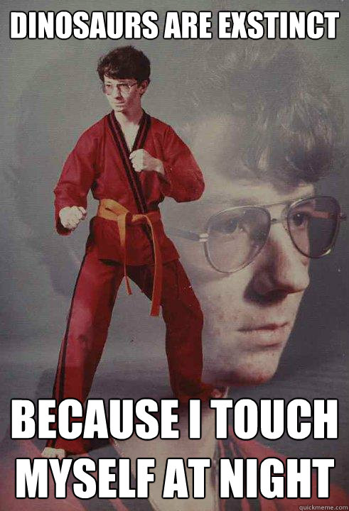 Dinosaurs are exstinct Because I touch myself at night  Karate Kyle