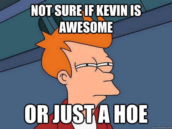 Not sure if Kevin is awesome Or just a hoe  Futurama Fry