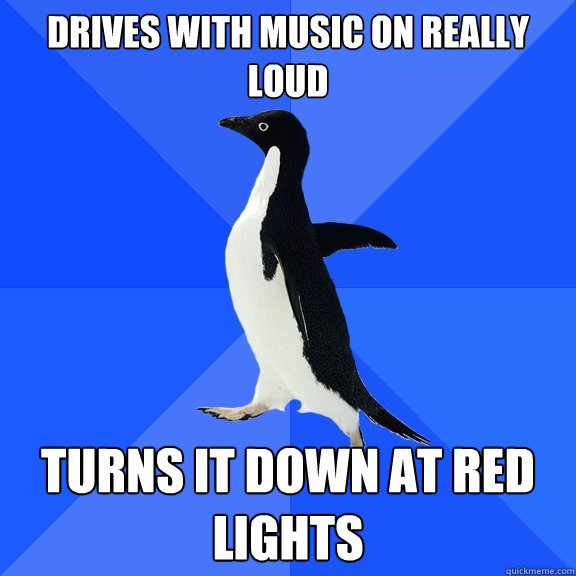 DRIVES WITH MUSIC ON REALLY LOUD TURNS IT DOWN AT RED LIGHTS  Socially Awkward Penguin