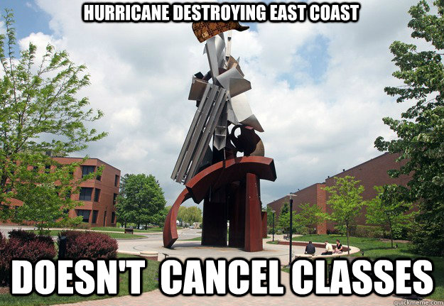 Hurricane destroying east coast Doesn't  cancel classes  