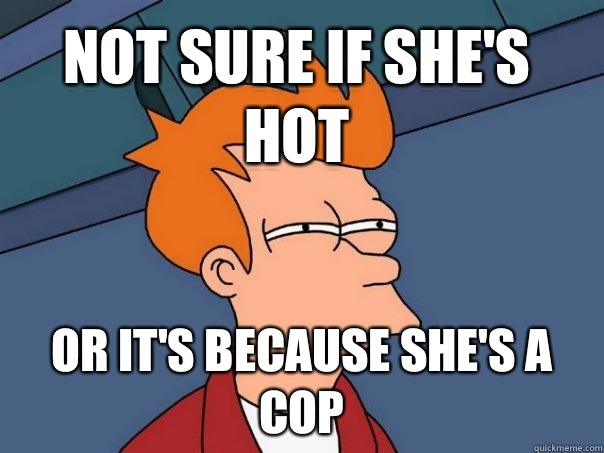Not sure if she's hot or it's because she's a cop  Futurama Fry