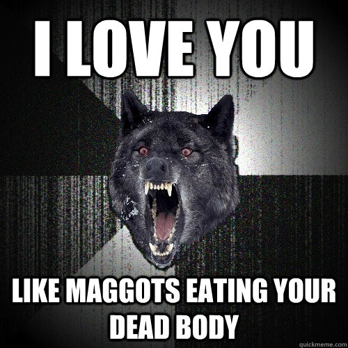 i love you like maggots eating your dead body  Insanity Wolf