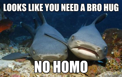 Looks like you need a bro hug no homo - Looks like you need a bro hug no homo  Compassionate Shark Friend