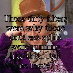  THOSE DIRTY FILTERS WERE WHY THOSE DUCTLESS SPLITS WERE RUNNING LIKE SHIT....TELL ME MORE? Condescending Wonka
