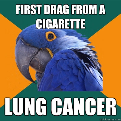 First drag from a cigarette Lung Cancer   Paranoid Parrot