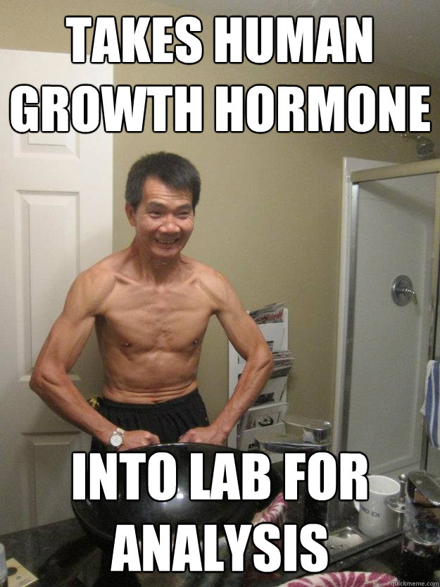 takes human growth hormone into lab for analysis  