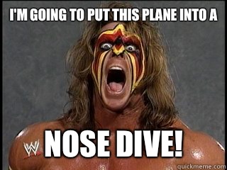 I'm going to put this plane into a  Nose dive!  Ultimate Warrior