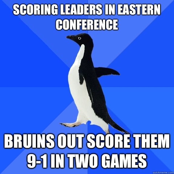Scoring leaders in eastern conference Bruins out score them 9-1 in two games  Socially Awkward Penguin