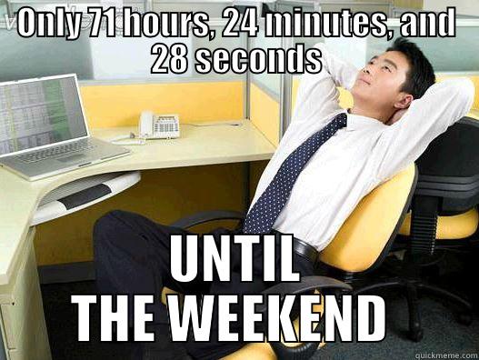 ONLY 71 HOURS, 24 MINUTES, AND 28 SECONDS UNTIL THE WEEKEND  My daily office thought