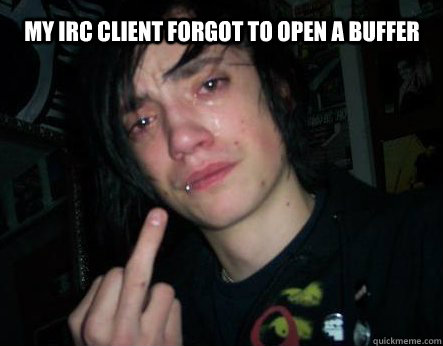my irc client forgot to open a buffer  