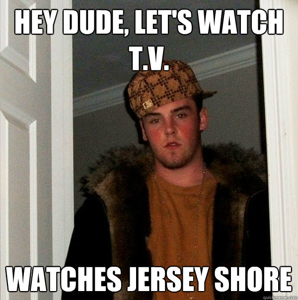 Hey dude, let's watch T.V. Watches Jersey Shore  Scumbag Steve