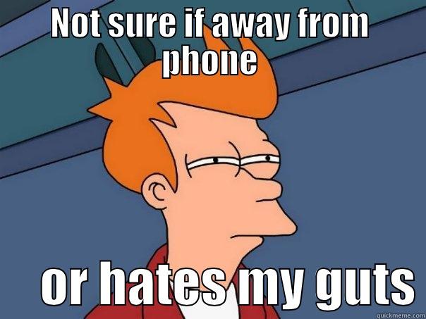 NOT SURE IF AWAY FROM PHONE      OR HATES MY GUTS Futurama Fry
