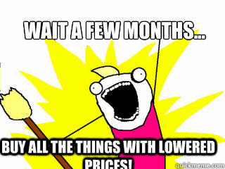 Wait a few months... Buy ALL the things with lowered prices!  All The Things