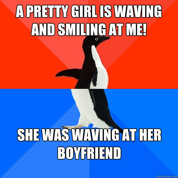 A pretty girl is waving and smiling at me! She was waving at her boyfriend - A pretty girl is waving and smiling at me! She was waving at her boyfriend  Misc