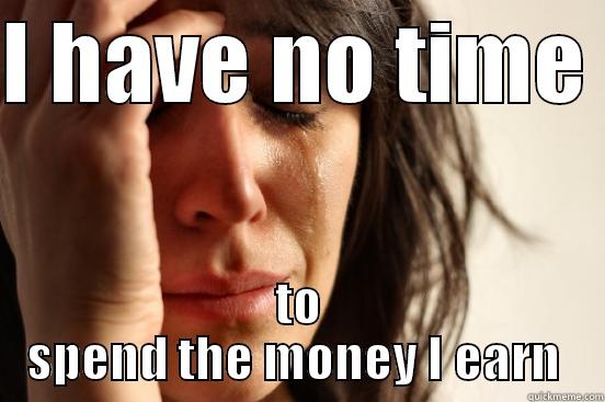 I HAVE NO TIME  TO SPEND THE MONEY I EARN  First World Problems