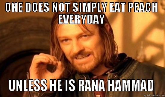 ONE DOES NOT SIMPLY EAT PEACH EVERYDAY UNLESS HE IS RANA HAMMAD Boromir