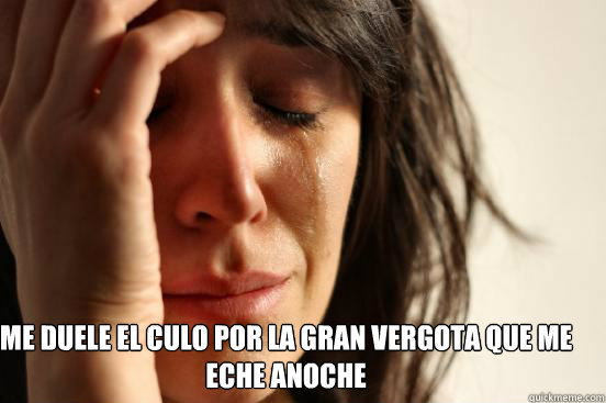 me duele el culo por la gran vergota que me eche anoche  - me duele el culo por la gran vergota que me eche anoche   First World Problems
