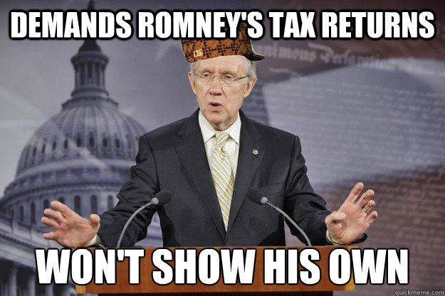 demands romney's tax returns won't show his own  