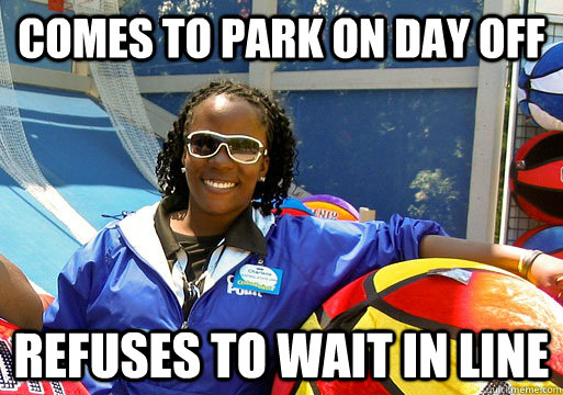 Comes to park on day off Refuses to wait in line  Cedar Point employee
