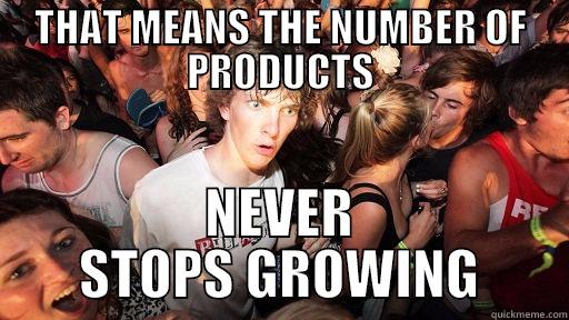 THAT MEANS THE NUMBER OF PRODUCTS NEVER STOPS GROWING Sudden Clarity Clarence