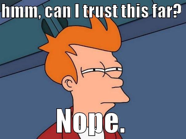 HMM, CAN I TRUST THIS FAR?  NOPE. Futurama Fry