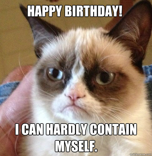 HAPPY BIRTHDAY! I CAN HARDLY CONTAIN MYSELF. - HAPPY BIRTHDAY! I CAN HARDLY CONTAIN MYSELF.  Happy Birthday Angry Cat