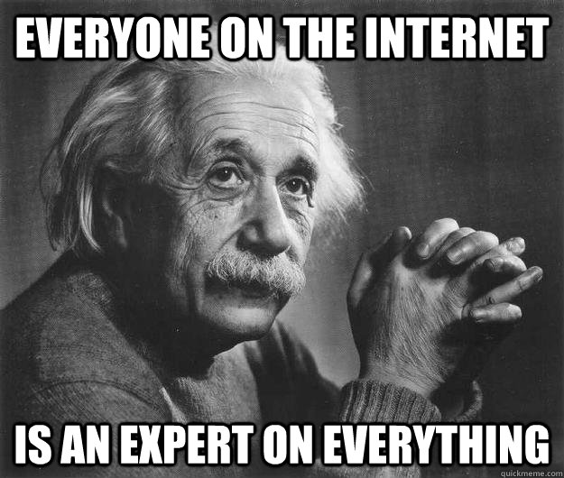 EVERYONE ON THE INTERNET IS AN EXPERT ON EVERYTHING - EVERYONE ON THE INTERNET IS AN EXPERT ON EVERYTHING  Einstein is disappoint