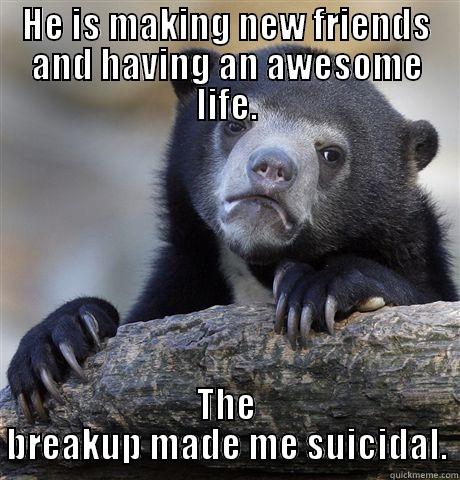 HE IS MAKING NEW FRIENDS AND HAVING AN AWESOME LIFE. THE BREAKUP MADE ME SUICIDAL. Confession Bear