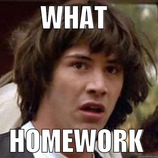 That face when you forget your homework - WHAT  HOMEWORK conspiracy keanu