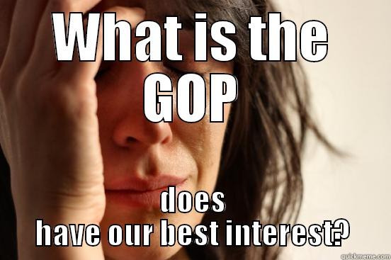 WHAT IS THE GOP DOES HAVE OUR BEST INTEREST? First World Problems
