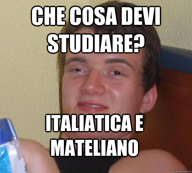 Che cosa devi studiare? Italiatica e mateliano  10 Guy