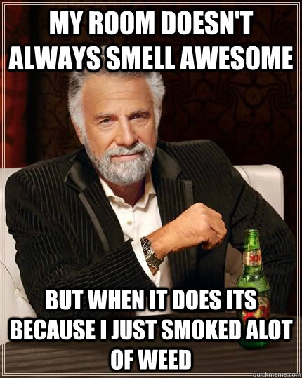 My room doesn't always smell awesome But when it does its because I just smoked alot of weed  The Most Interesting Man In The World