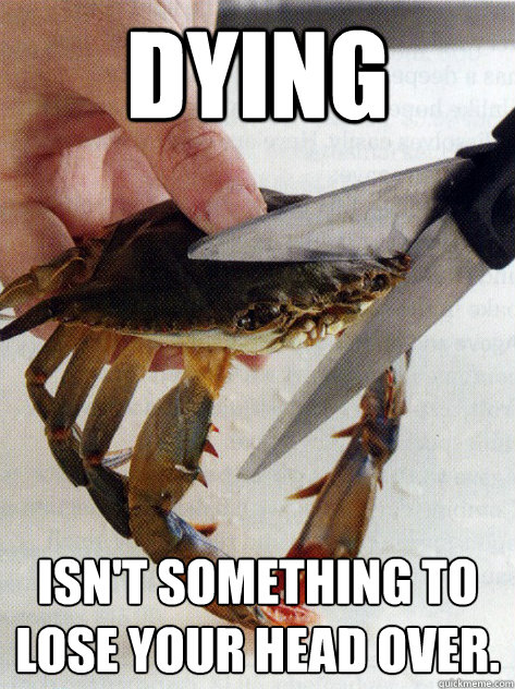 Dying Isn't something to lose your head over. - Dying Isn't something to lose your head over.  Optimistic Crab